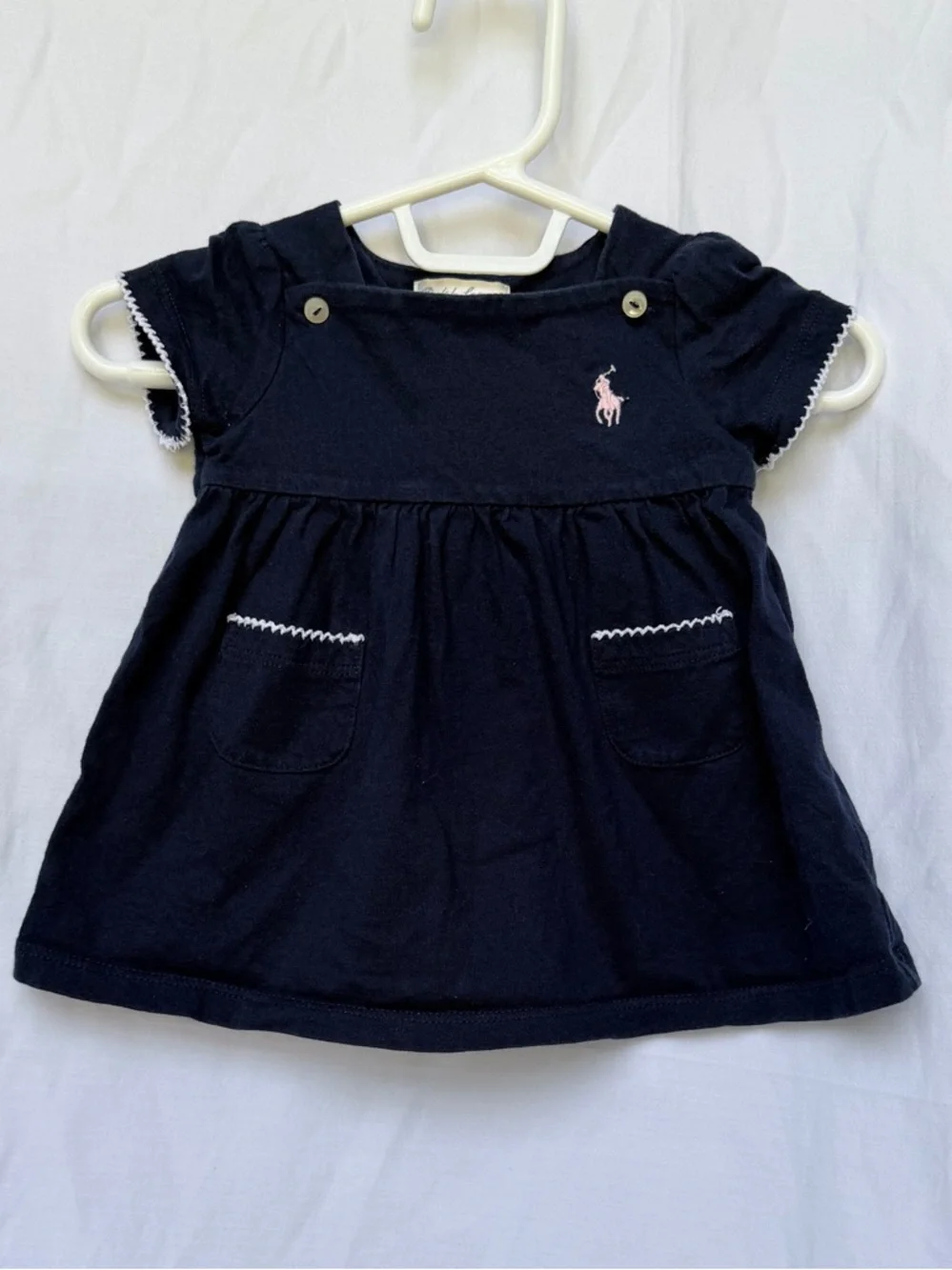 Ralph Lauren Navy Dress with Pink Polo Logo